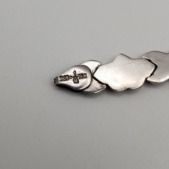 925 Sterling Silver Turkey Vermeil 10K Gold Hugs & Kisses Linked Bracelet 7.25 - Picture 6 of 8